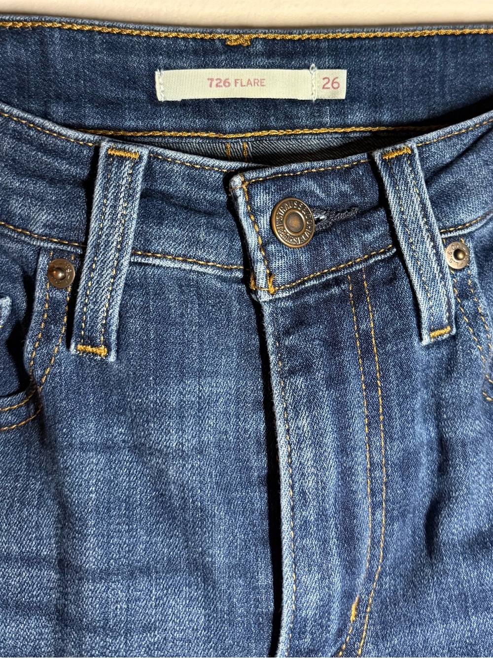 Levi’s 726 High-Rise Flare Jeans in Dark Blue - Picture 2 of 3